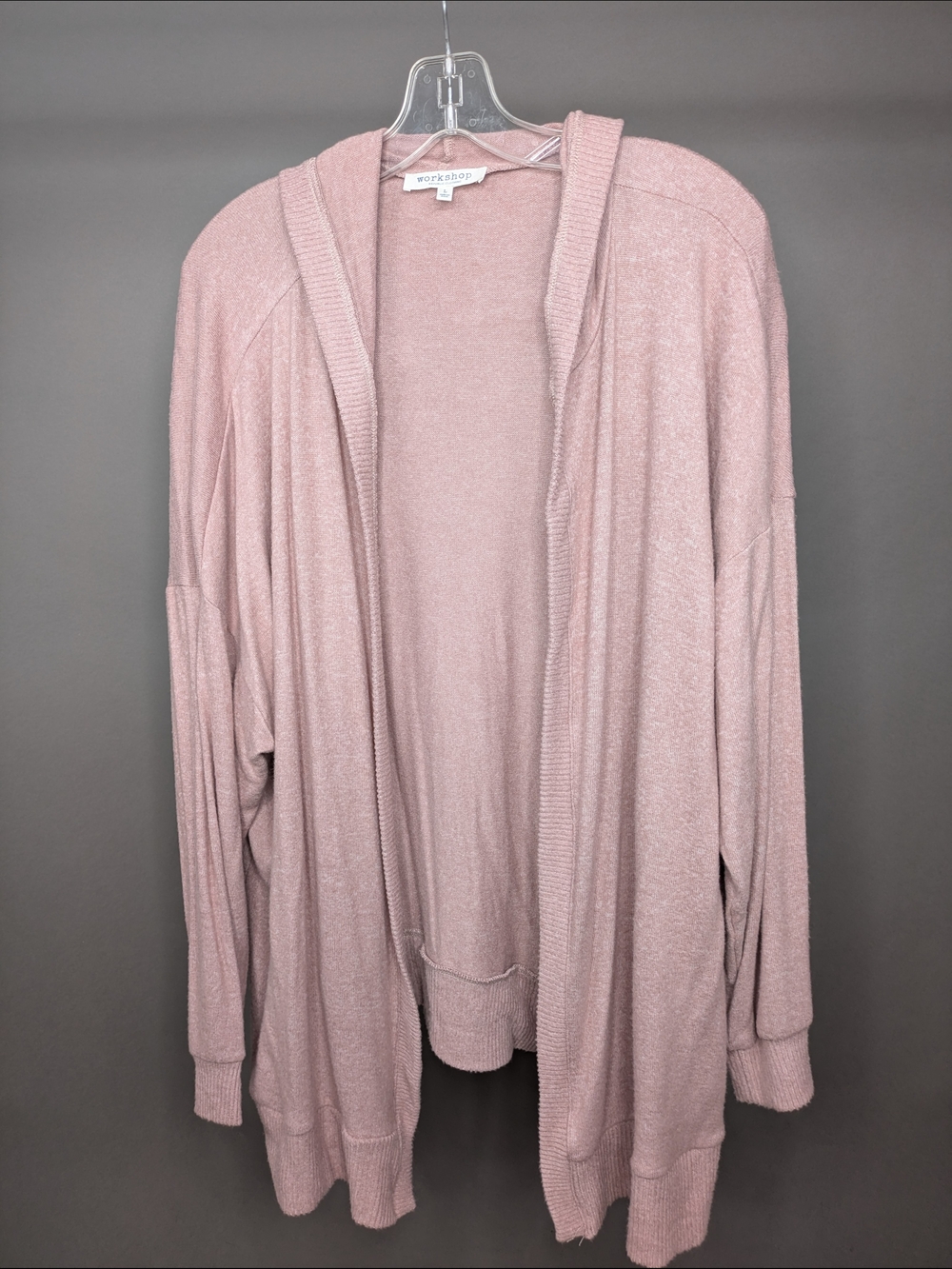 Workshop Republic Clothing Open-Front Hooded Cardigan - Blush Pink